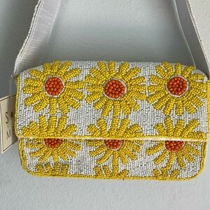 🌼 Sol & Mer Daisy/Sunflower Beaded Shoulder Bag 🌼